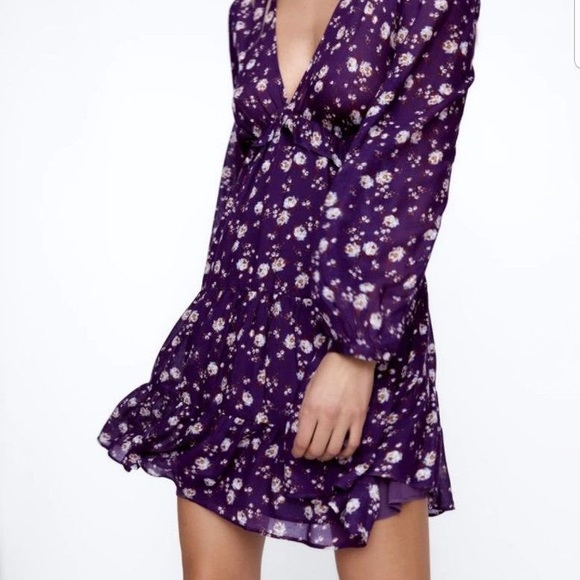 Zara Purple Floral Dress - Picture 11 of 12